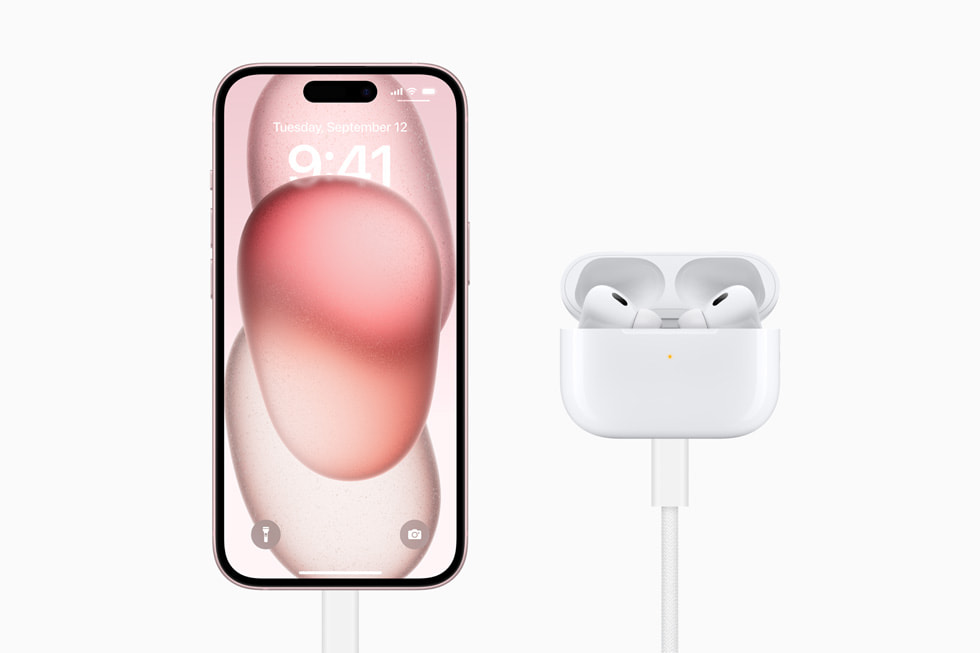 iPhone 15 USB-C — подключение AirPods Pro